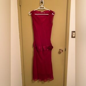 MAX STUDIO crimson silk dress, size large